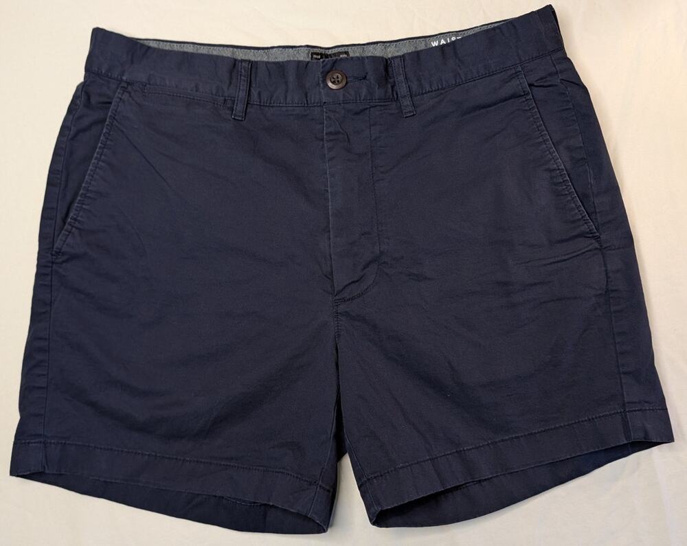 J. Crew 5" Inseam Chino Shorts Men's Sz 31 Navy Blue Coastal Preppy Boat Yacht
